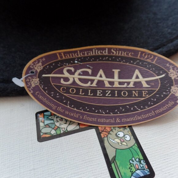 Scala Wool Hat Floppy Bowed Rimmed Black OS NWT - Picture 6 of 7